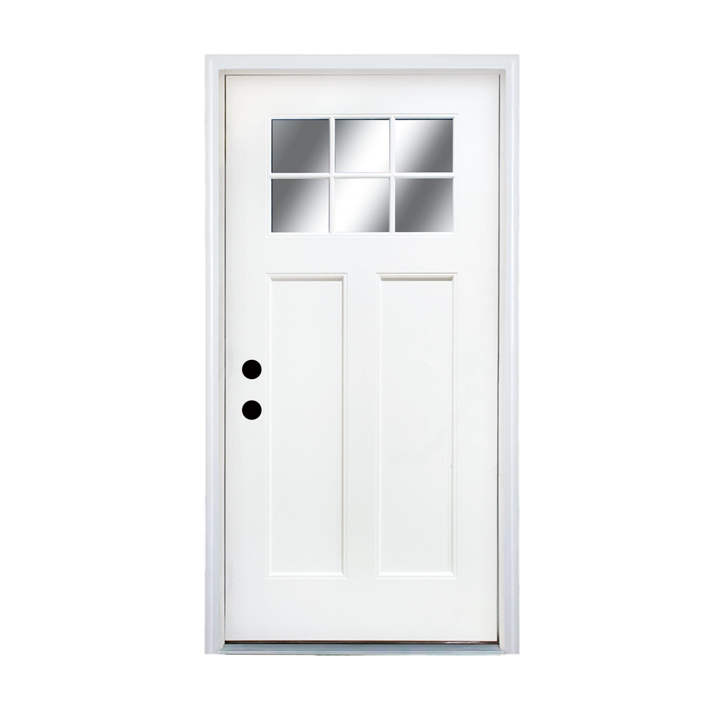 KHSHOW 36 x 80 Fiberglass Entry Door with Brickmould, 6-Lite Low-E Glass White Primed door