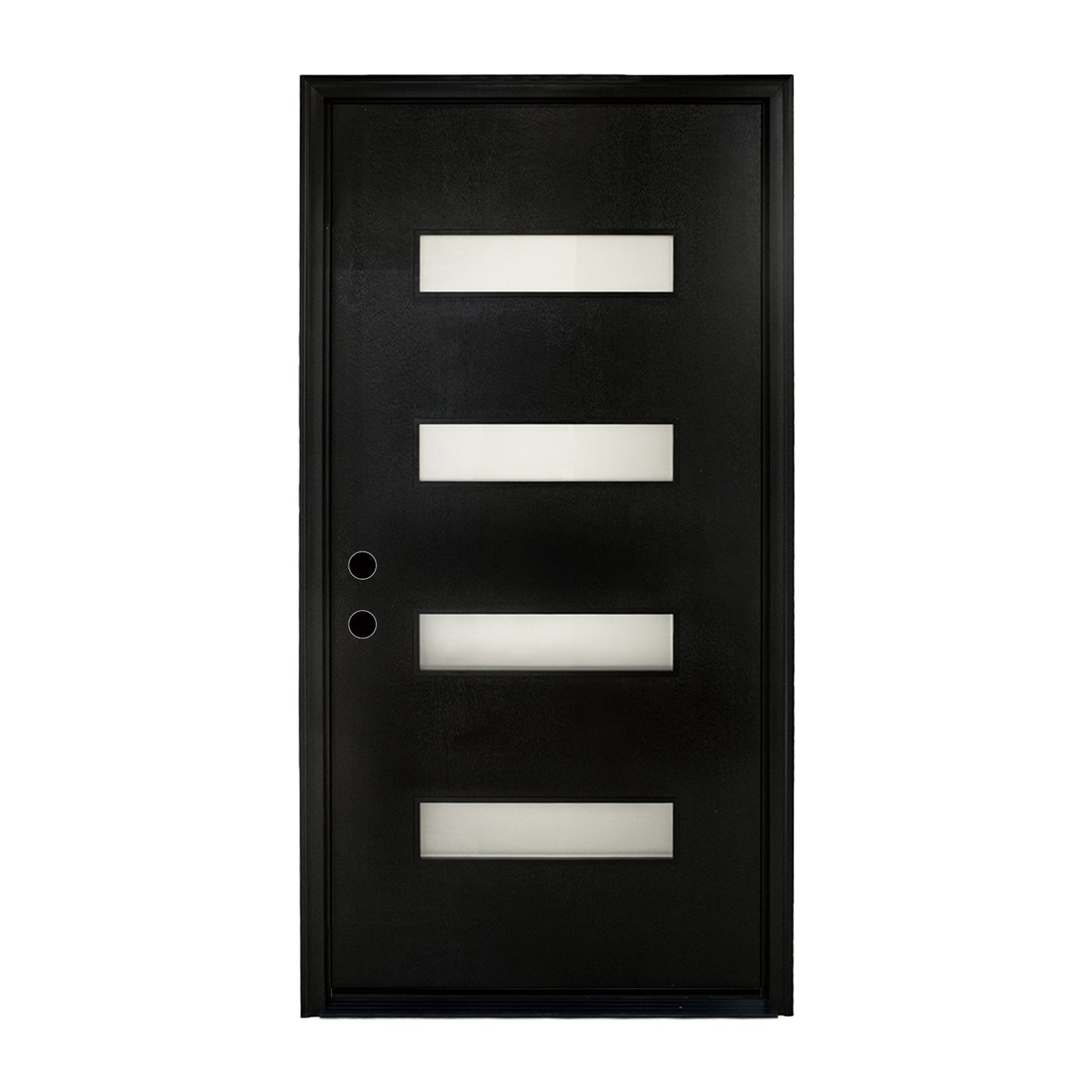 KHSHOW 36 x 80 Fiberglass Entry Door Black 4-Lite Frosted Glass Door with Brickmould