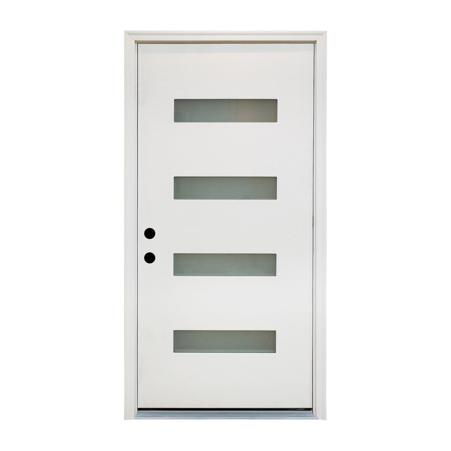 KHSHOW 36 x 80 Fiberglass Entry Door with Brickmould 4-Lite Frosted Glass White Door