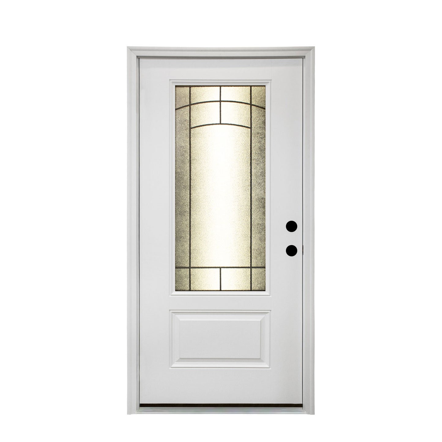 KHSHOW 36in x 80in Wrought Iron Frosted Glass Smooth Primed Fiberglass Door