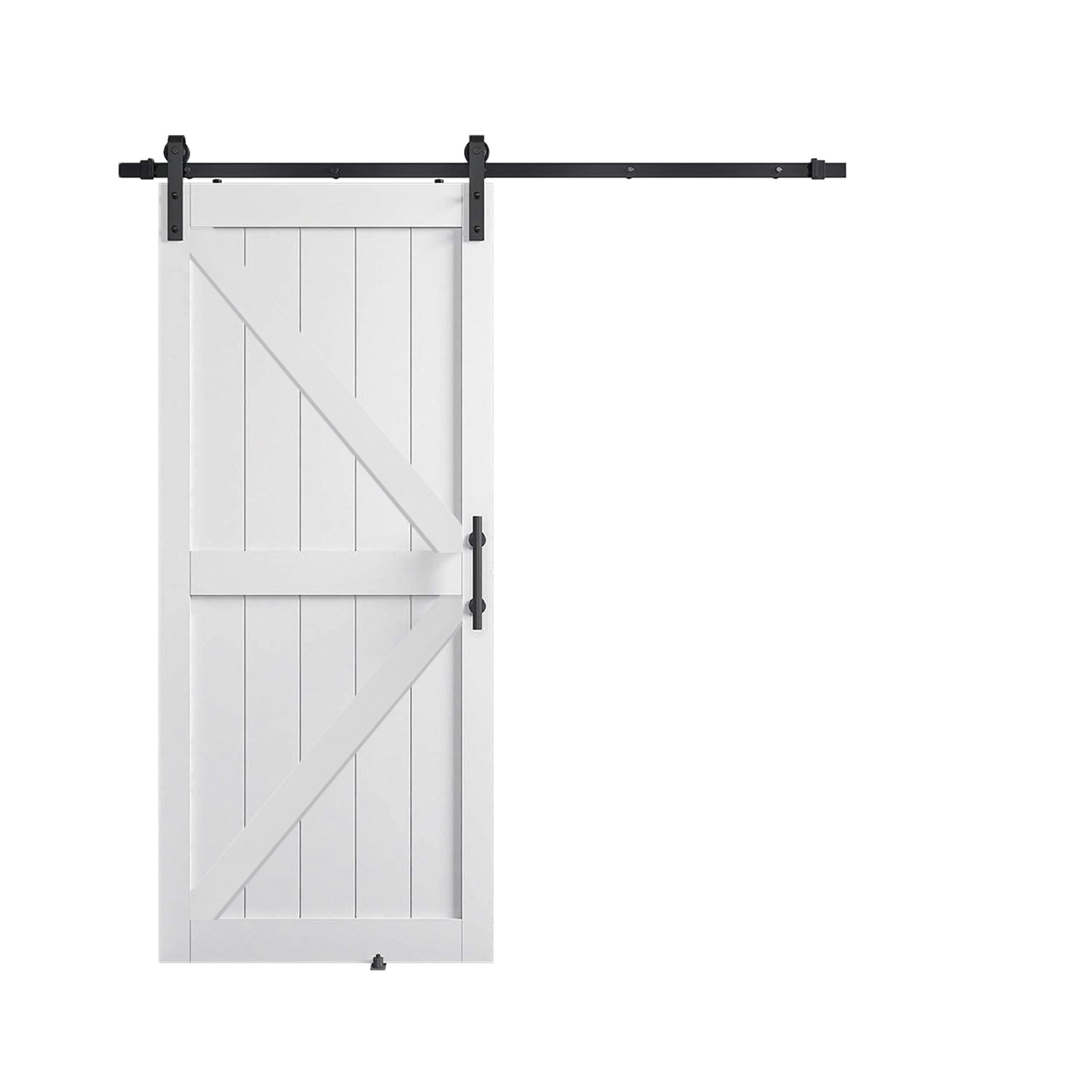 KHSHOW 36"x84" White Barn Door with Water-Resistant PVC Coating, Complete with 6.6FT Sliding Door Hardware Kit