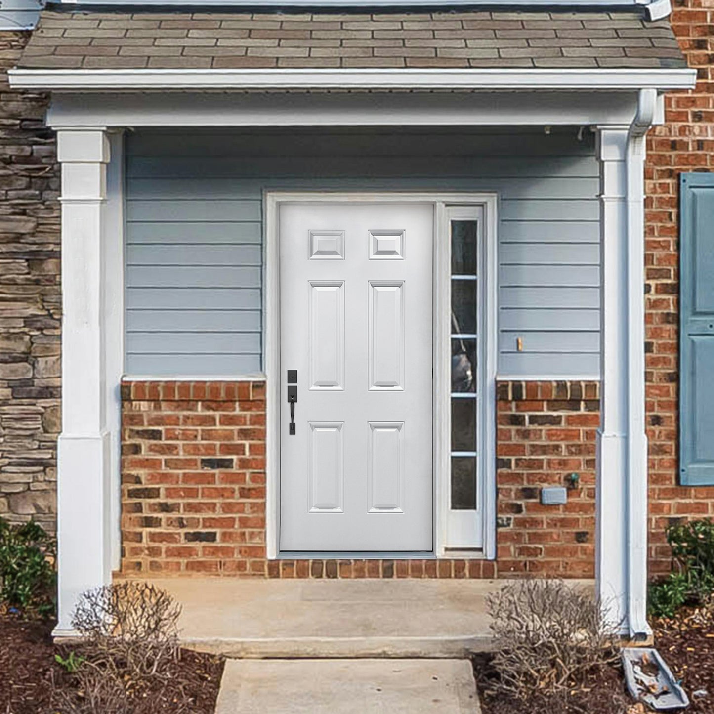 KHSHOW 36'' x 80" Prime White, Left Hand Inswing, 6-Panel Fiberglass Entry  Door with Brickmould.