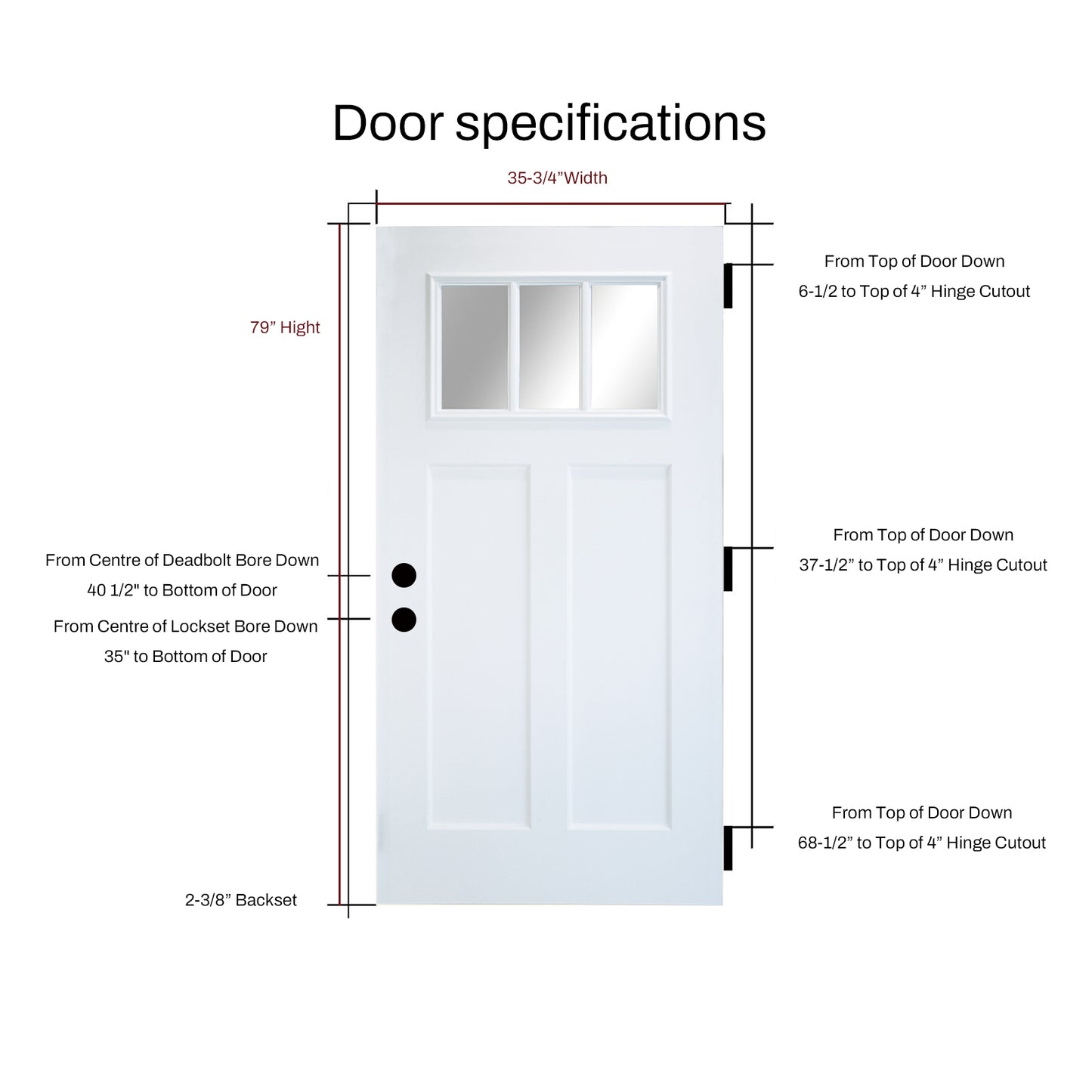 KHSHOW 36'' x 80" Fiberglass Knock-down Door with Brickmould,Primed, 2-Panel Craftsman,  Low-E Glass