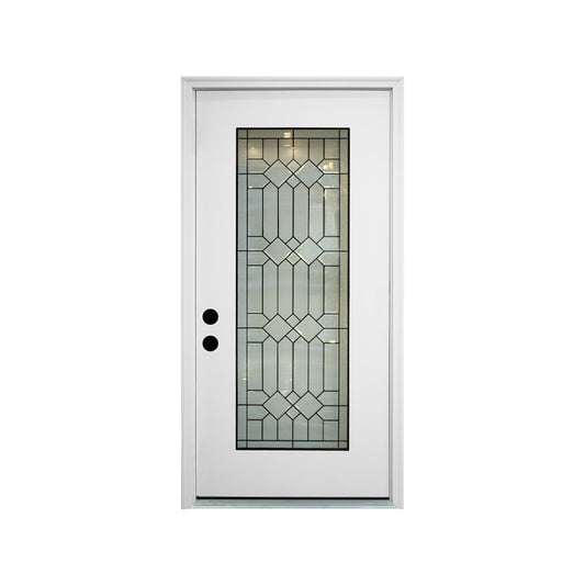 KHSHOW 36 X 80 Decorative Fiberglass Prime White Full View Knock-down door