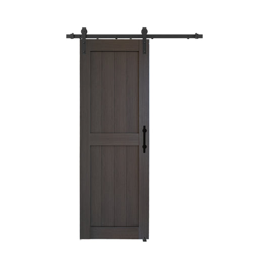 KHSHOW 32"x84" Barn Door with Waterproof PVC Surface, Dark Gray Finish, Includes 6FT Sliding Door Hardware Kit