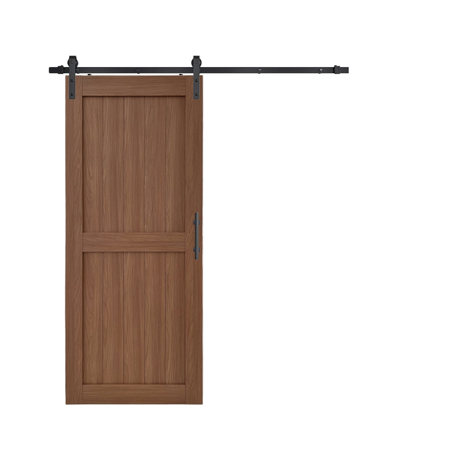 KHSHOW 36in x 84in PVC Barn Door with 6.6FT Sliding Door Hardware Kit, Camel Brown Barn Door with Water-Proof Function