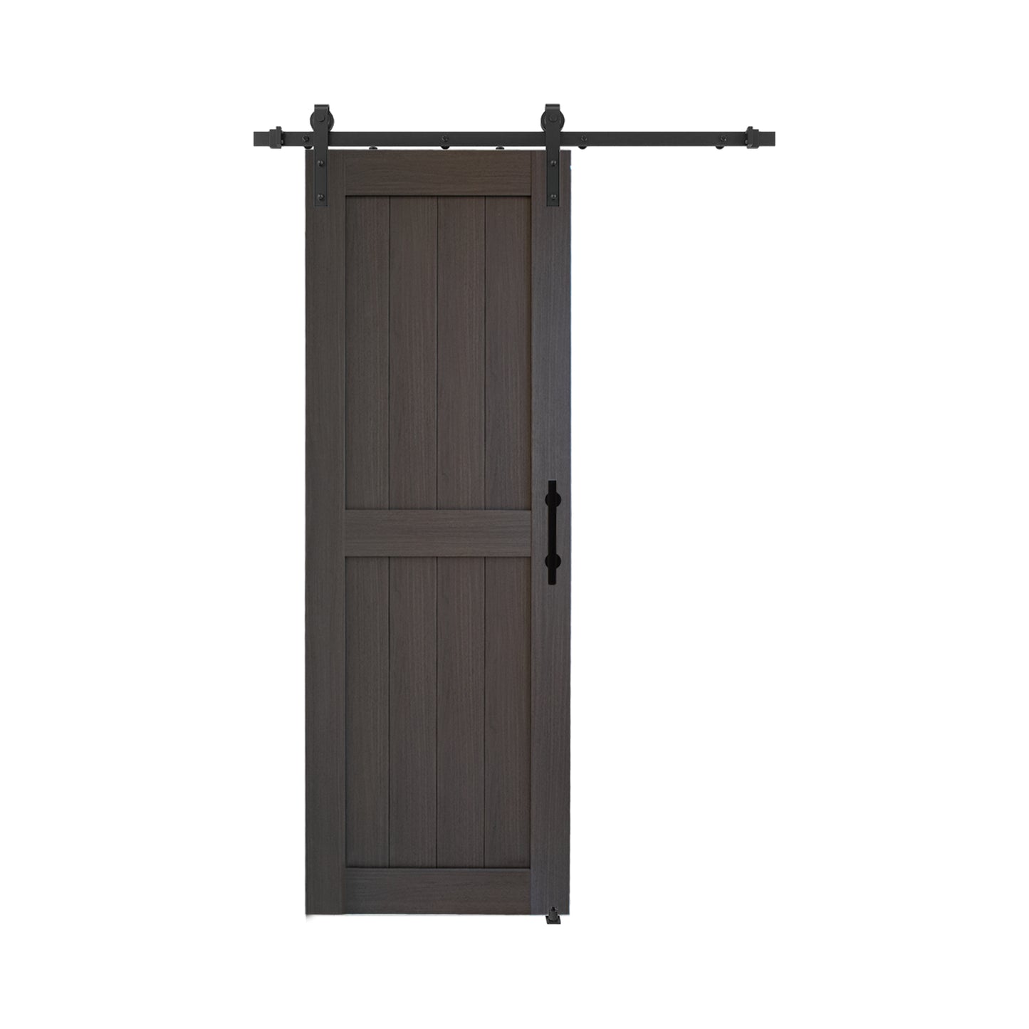 KHSHOW 30in x 84in Barn Door with 5FT Sliding Door Hardware Kit, PVC Dark Gray Barn Door Slab, Water-Proof