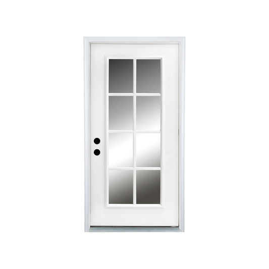 KHSHOW 36 X 80 Inches 8 Lite Fiberglass Entry Knock-down Door With Brickmould