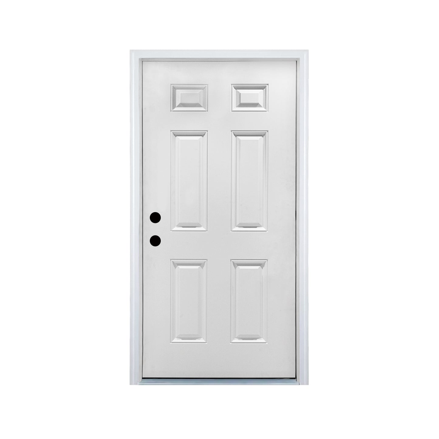 KHSHOW 36'' x 80" Prime White, Left Hand Inswing, 6-Panel Fiberglass Entry  Door with Brickmould.