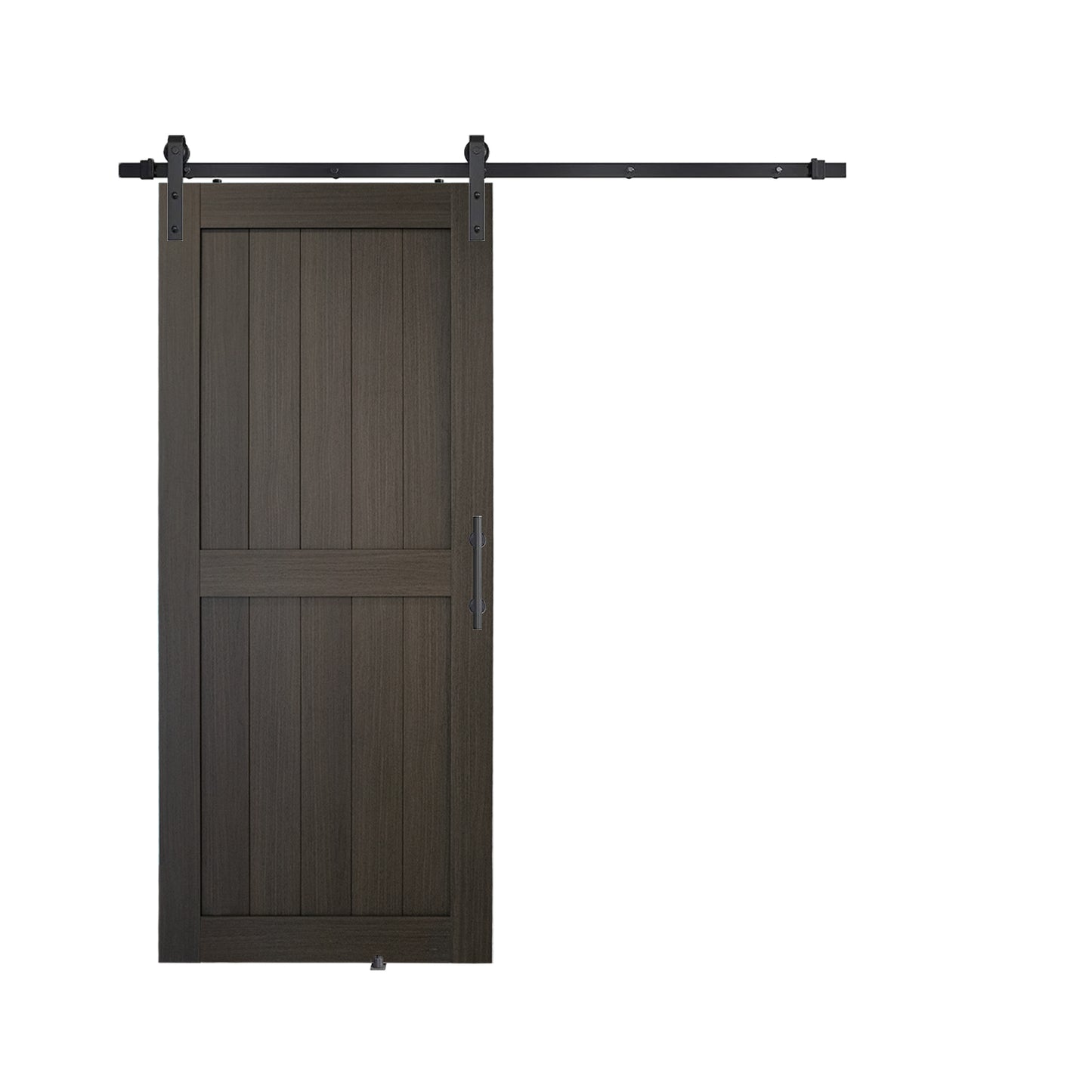 KHSHOW 36in x 84in Dark Gray Barn Door with 6.6FT Sliding Door Hardware Kit, Covered with Water-Proof PVC Surface