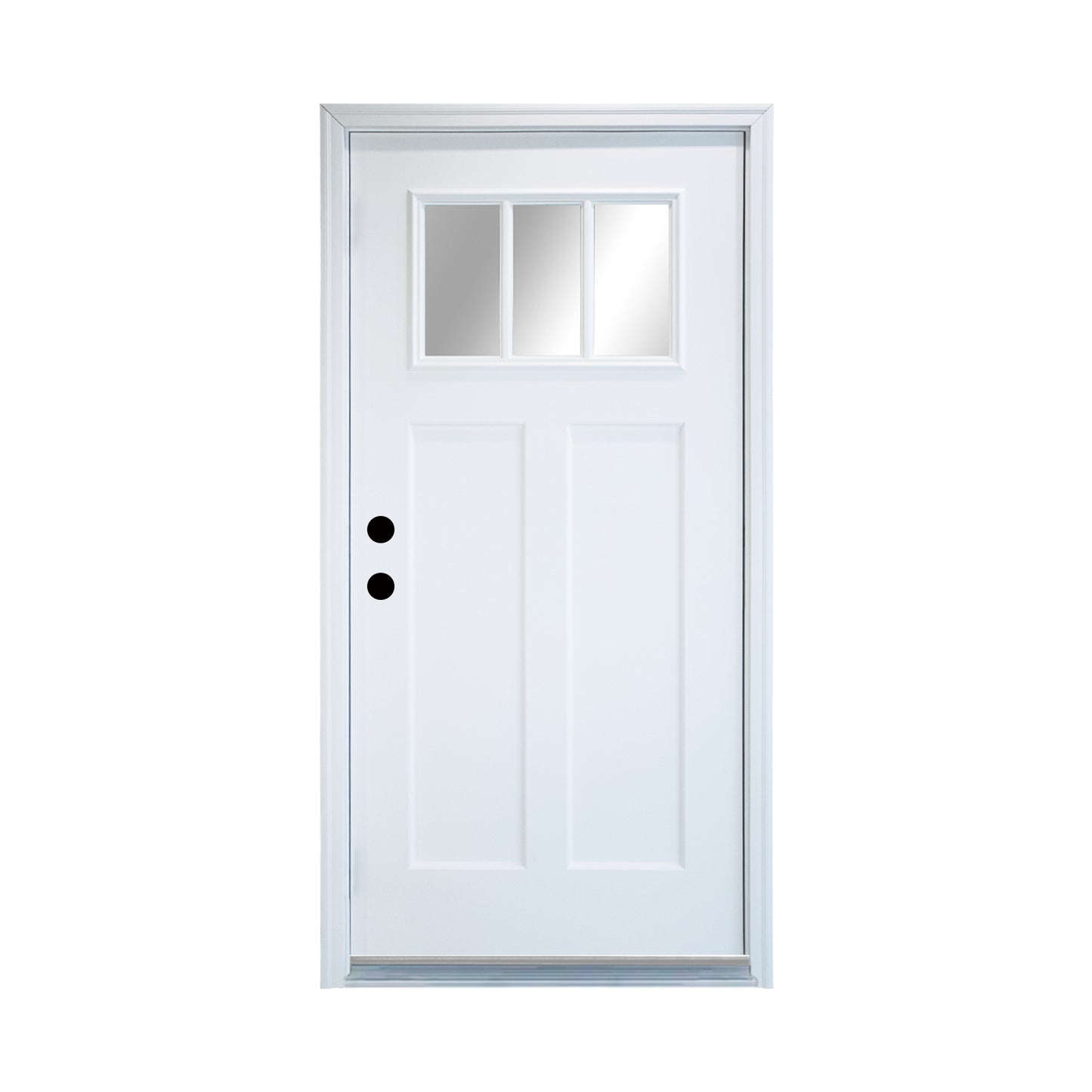 KHSHOW 36'' x 80" Fiberglass Knock-down Door with Brickmould,Primed, 2-Panel Craftsman,  Low-E Glass