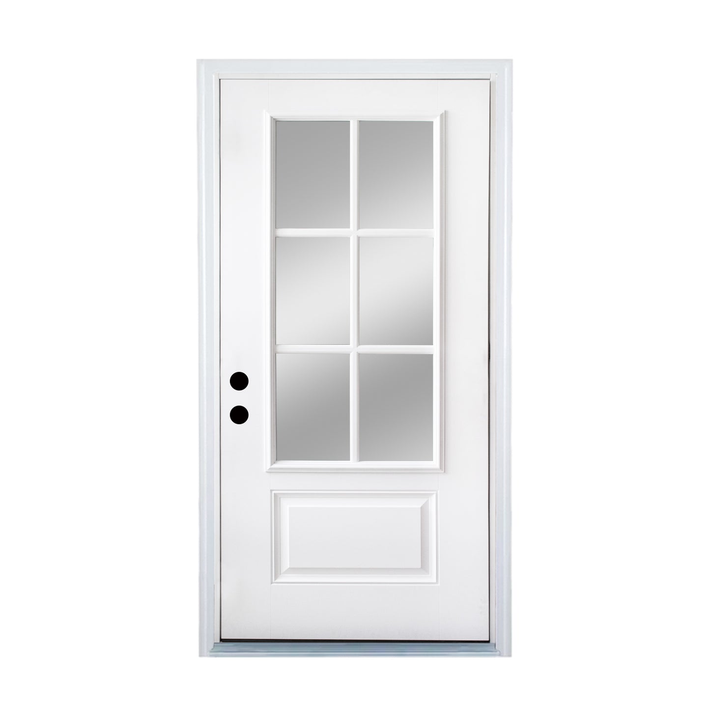 KHSHOW 36 x 80 Smooth Knock-down Fiberglass Entry Door with Brickmould,6 Lite 3/4 View Clear Low-E Glass