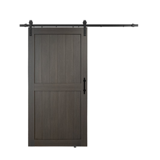 KHSHOW 42"x84" Dark Gray Barn Door with Waterproof PVC, Scratch-Resistant, Includes 7FT Sliding Hardware Kit.