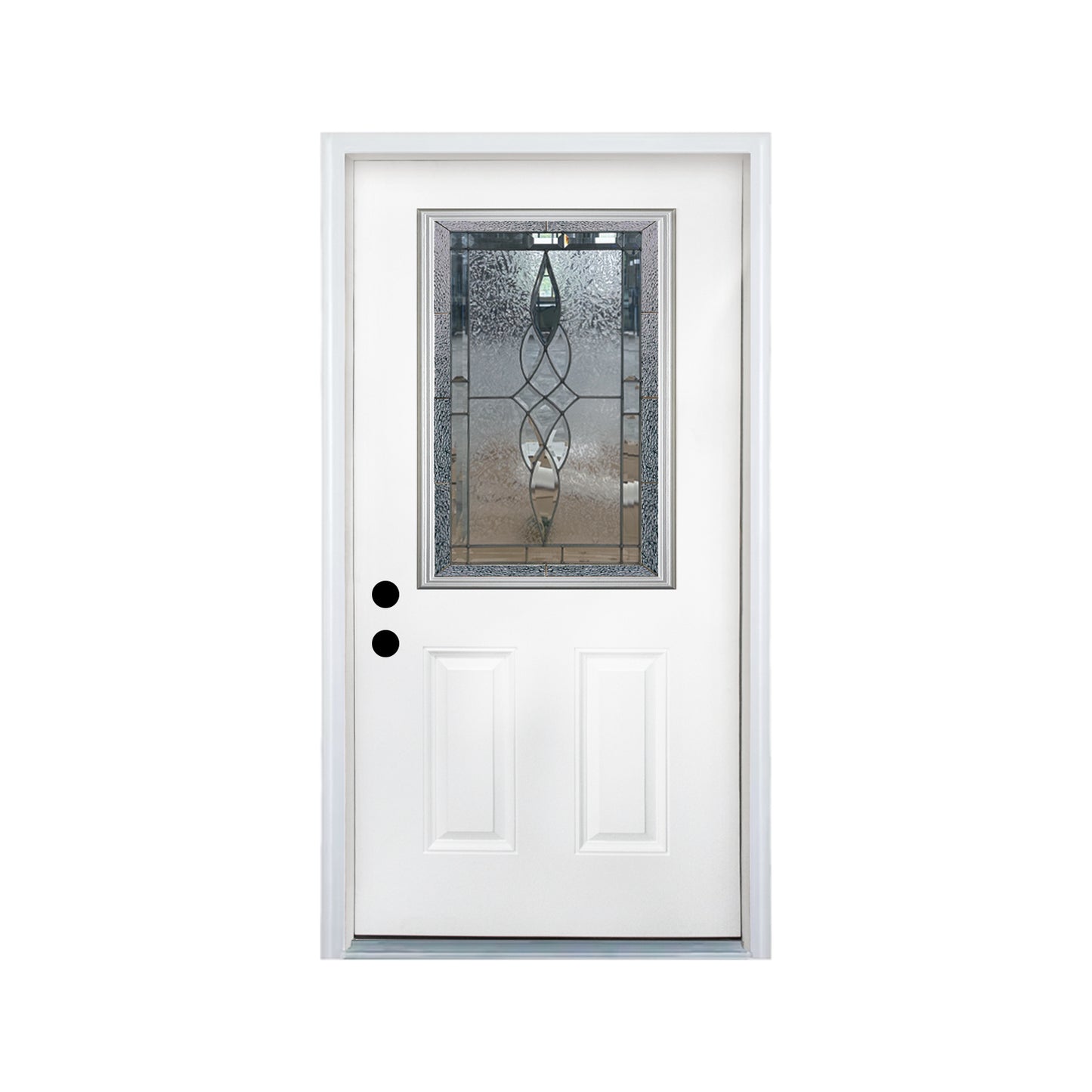 KHSHOW 36 X 80 Inches Unfinish  Decorative Glass 2-Panel   Fiberglass Entry Door With  Brickmould