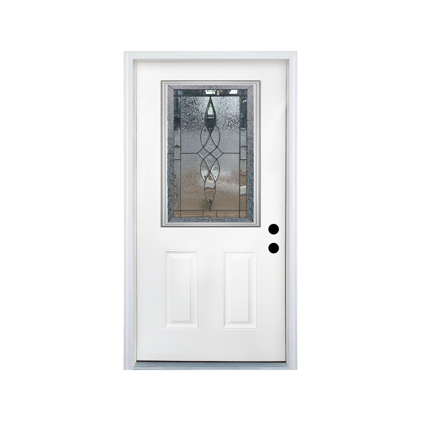 KHSHOW 36 X 80 Inches Left-hand inswing Decorative Glass 2-Panel   Fiberglass Entry Door