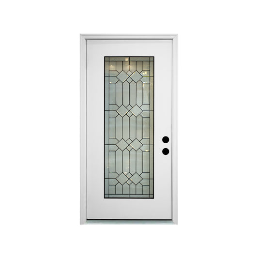 KHSHOW 36 X 80  Left-hand inswing Decorative Fiberglass Prime  Full View Knock-down door