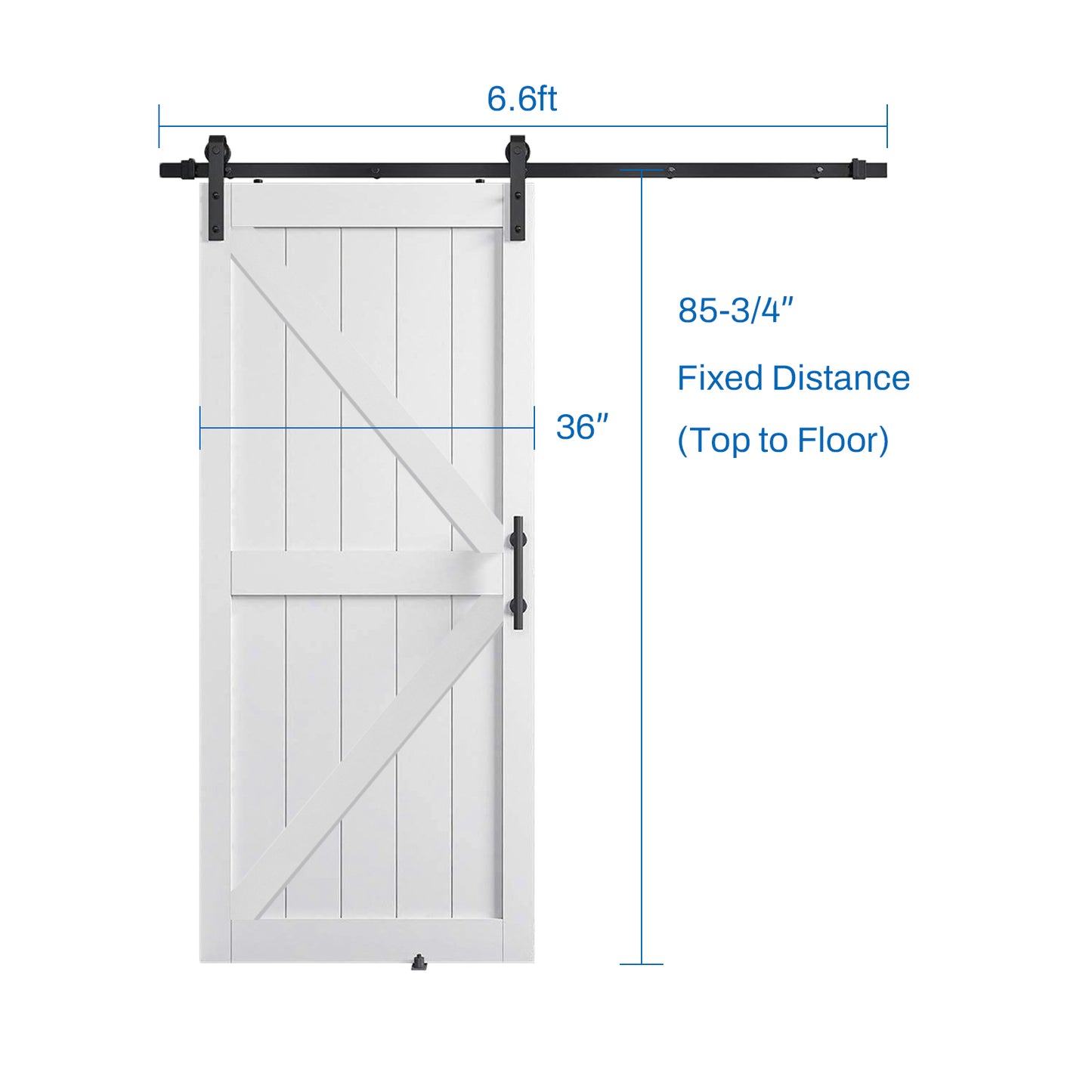 KHSHOW 36"x84" White Barn Door with Water-Resistant PVC Coating, Complete with 6.6FT Sliding Door Hardware Kit