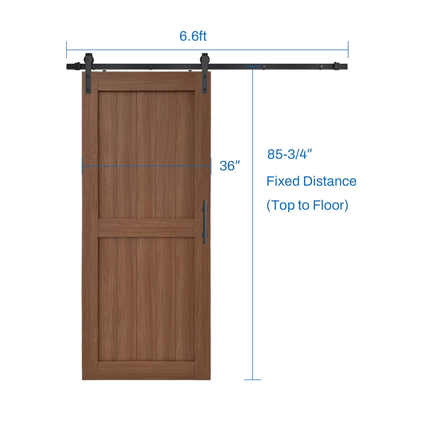 KHSHOW 36in x 84in PVC Barn Door with 6.6FT Sliding Door Hardware Kit, Camel Brown Barn Door with Water-Proof Function