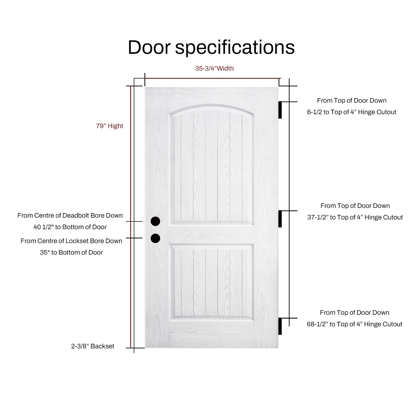 KHSHOW 36 X 80 Inches Primed Door With Brickmould,Fiberglass Front Entry Door