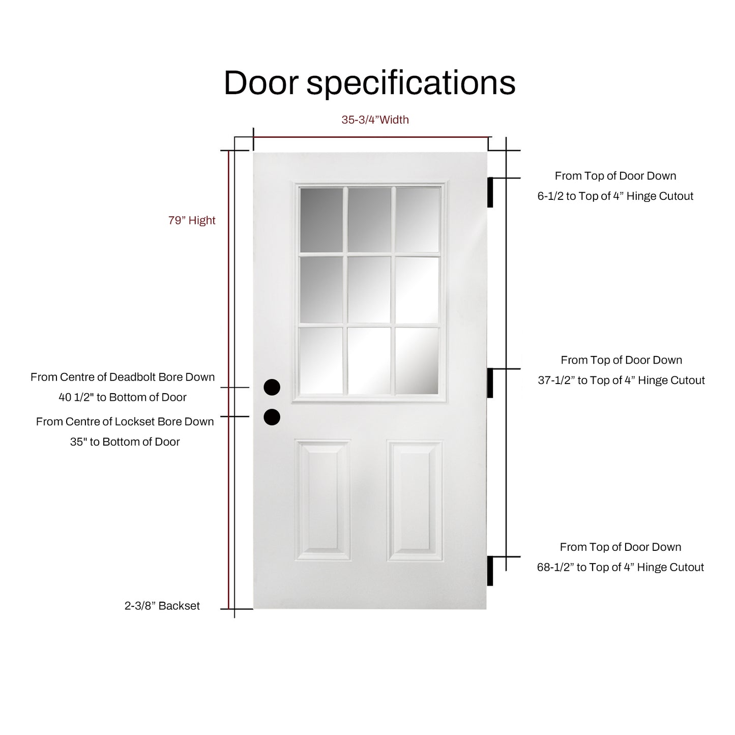 KHSHOW 36 x 80 Fiberglass Entry Door with Brickmould, Primed Wooden Grain