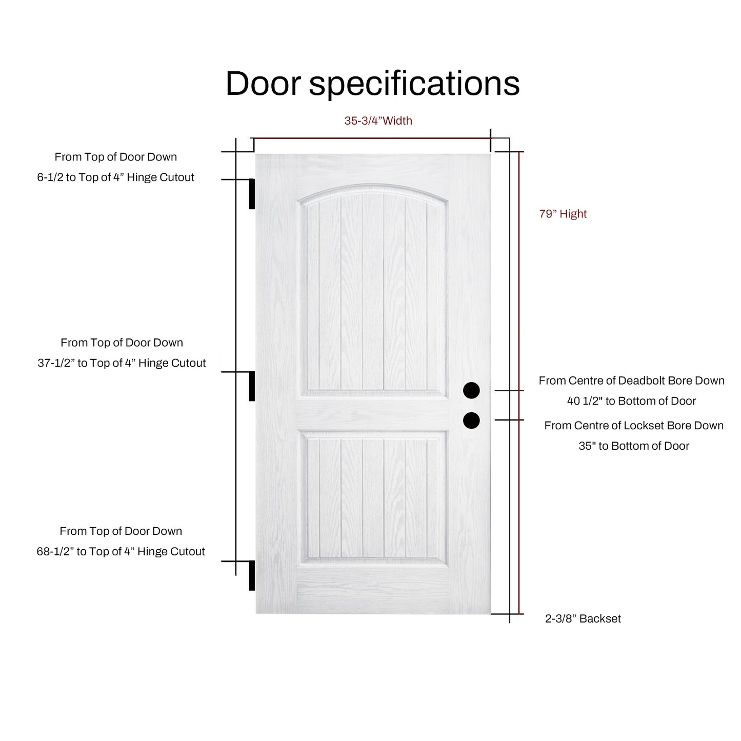 KHSHOW 36 X 80 Inches Primed Door With Brickmould,Left Hand inswing,Fiberglass Front Entry Door