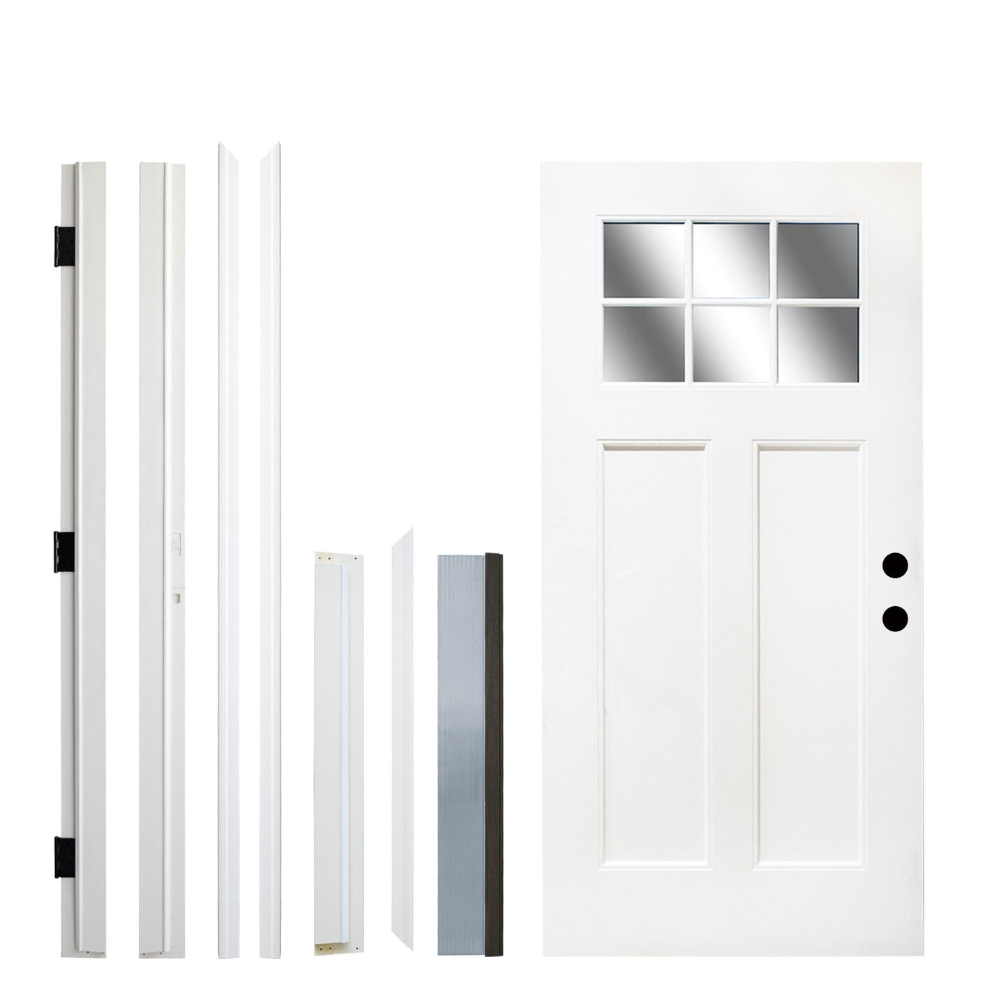 KHSHOW 36 x 80 Fiberglass Entry Door with Brickmould, Left-hand inswing Low-E Glass White Primed door