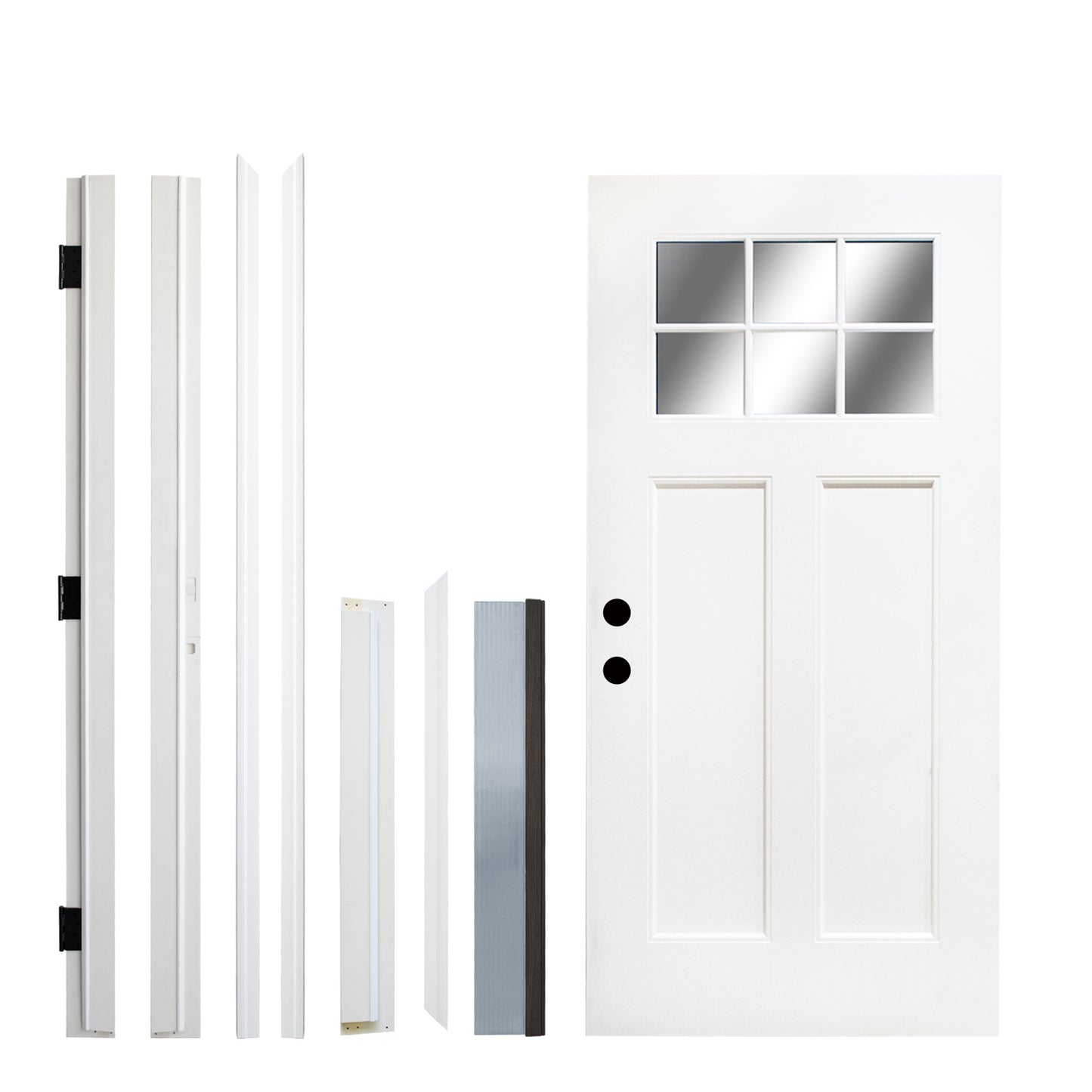 KHSHOW 36 x 80 Fiberglass Entry Door with Brickmould, 6-Lite Low-E Glass White Primed door